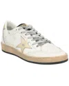 Golden Goose Ball Star Sneakers With Gold Star And Heel Tab In White