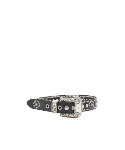 Golden Goose Deluxe Brand Bead Embellished Buckle Belt In Black