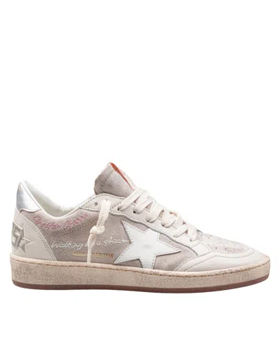 GOLDEN GOOSE GOLDEN GOOSE BEIGE/WHITE SUEDE AND LEATHER BALLSTAR SNEAKERS