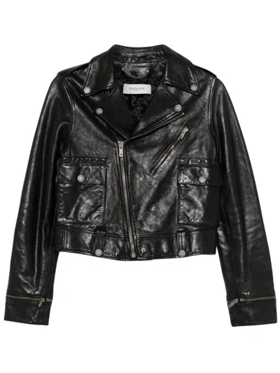 GOLDEN GOOSE GOLDEN GOOSE CROPPED BIKER JACKET WITH NOTCHED COLLAR