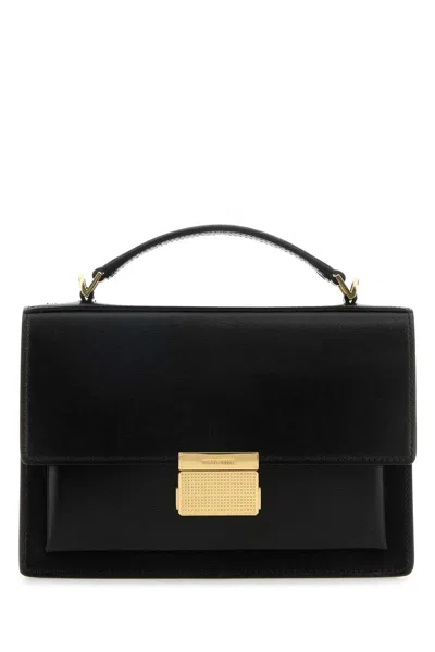 Golden Goose Venezia 22 Cm Mini Cow Leather Crossbody Handbag With Flap And Push-lock In Black