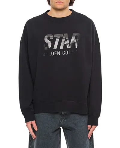 Golden Goose Men Black Sweatshirt With Logo Printed On The Front In Cotton Man