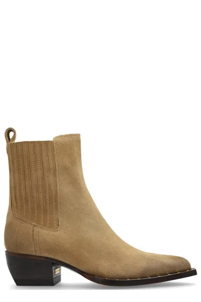 Golden Goose Suede Ankle Boots In Beige