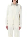 Golden Goose Cream Sequined Zip Sweatshirt In White