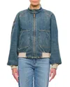 Golden Goose Ianira Denim Jacket With Knitted Ribbed Profiles In Blue