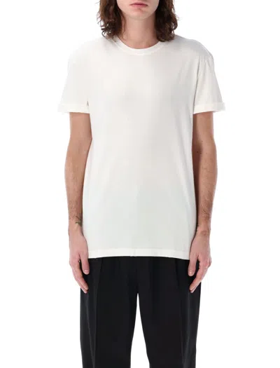 Golden Goose Deluxe Brand Distressed White T-shirt With Rolled Sleeves