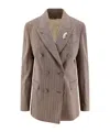 Golden Goose Diva Herringbone Virgin Wool Blazer In Brown