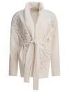 Golden Goose Belted Knitted Cardigan In White