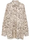 Golden Goose All-over Floral Print Shirt In Silk In Neutrals
