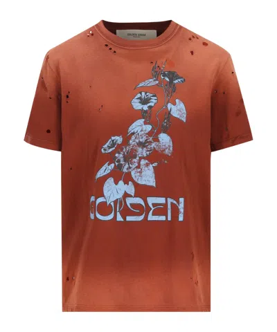 Golden Goose Deluxe Brand Floral Printed Distressed T-shirt In Red