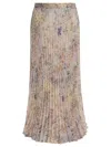 Golden Goose Floral Pleated Midi Skirt Sequins In Brown