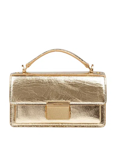Golden Goose Venezia Small Shiny Wavy Leather Crossbody Bag In Light Gold Metal