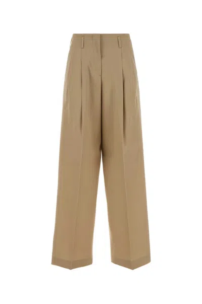 Golden Goose Deluxe Brand Beige Wool Wide-leg Flavia Pant In Brown
