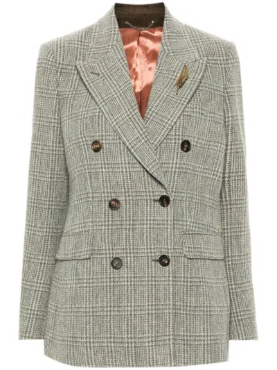 GOLDEN GOOSE GOLDEN GOOSE GREY CHECKED DOUBLE-BREASTED BLAZER