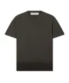 Golden Goose Vintage-effect Anthracite T-shirt With Perforated Heart Men In Gray