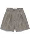 Golden Goose Herringbone Print Wool Shorts In Gray