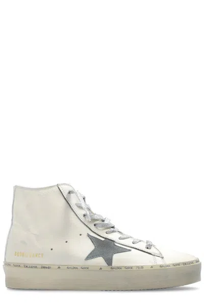 Golden Goose Francy Penstar In White Nappa Leather With Powder-blue Suede Star