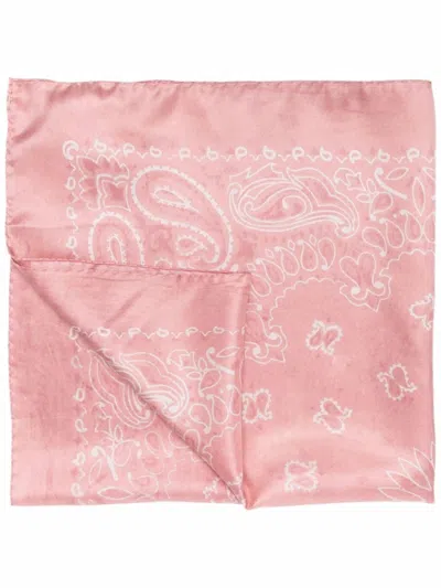 Golden Goose Deluxe Brand Intricate Paisley Soft Pink Silk Scarf