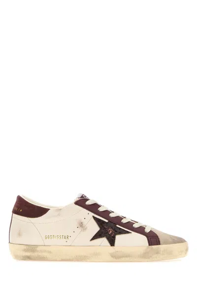 Golden Goose Sneakers Super-star In Pelle Consumata E Stella In Pelle Effetto Coccodrillo In Multi