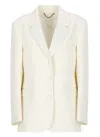 Golden Goose Blazer With Beaded Sleeves And Wool In Neutral