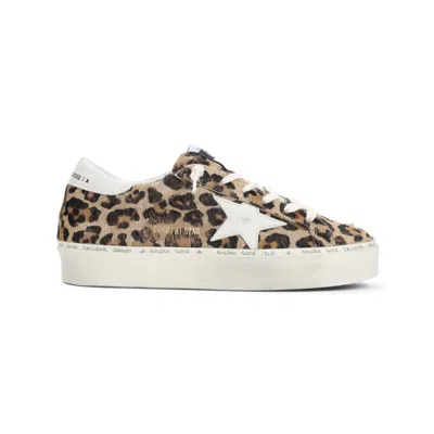 Golden Goose Hi Star Sneakers Leopard Print In Pony Hair In Cream