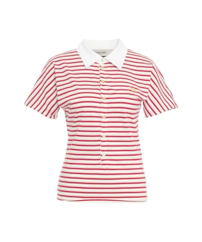 Golden Goose Striped Cotton Polo Shirt In Multi