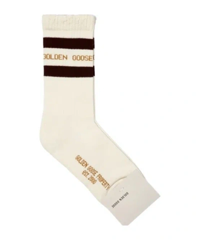 Golden Goose Deluxe Brand Logo Intarsia-knit Distressed Socks In Neutral