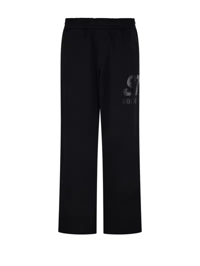 Golden Goose Deluxe Brand Logo Printed Straight-leg Trousers In Black