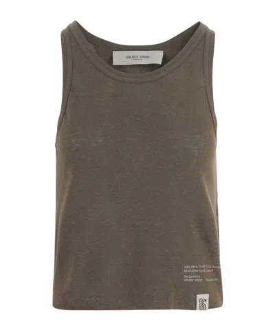 Golden Goose Deluxe Brand Mara Text-print Crewneck Tank Top In Green