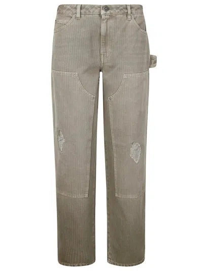 Golden Goose Journey Ws Painter Pant Destroyed Pinstripes Cott In Blue