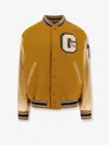 Golden Goose Wool And Leather Bomber Jacket In Orange