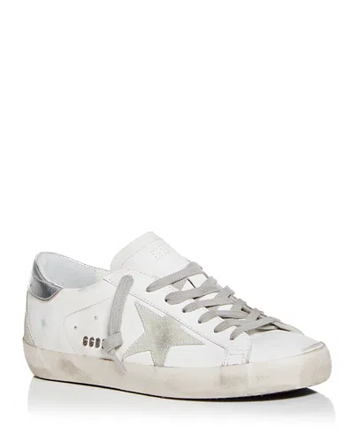 Golden Goose Mens Silver Com Super-star Logo-embellished Leather Low-top Trainers