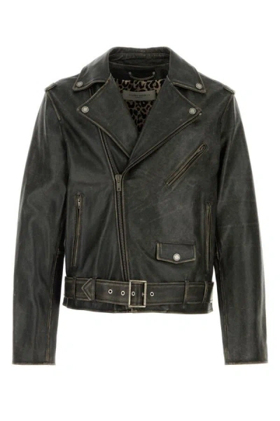 Golden Goose Deluxe Brand Men Slate Leather Jacket In Multi