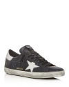 Golden Goose 'super-star' Black Low Top Sneakers With Logo Patch And Suede Details In Leather Man In Black