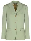 Golden Goose Light Green Single-breasted Jacket In Wool In Green