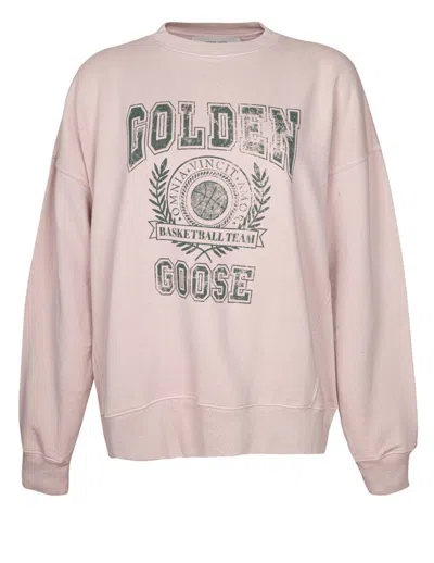 Golden Goose Deluxe Brand Oversized Cotton Sweatshirt With Logo Print In Neutrals