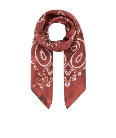 Golden Goose Deluxe Brand Paisley Printed Distressed Effect Scarf In Brown