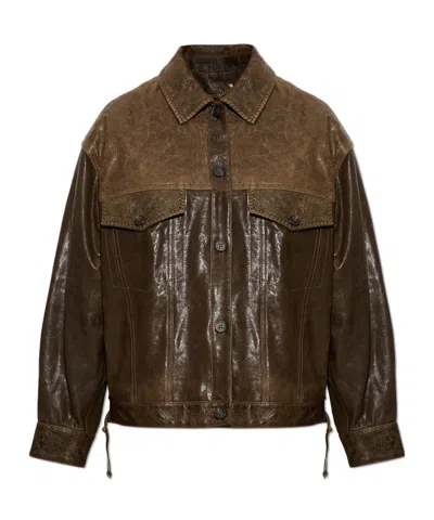 Golden Goose Deluxe Brand Pattern Embossed Leather Jacket In Multi