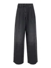 Golden Goose Grey Jeans With Pences On The Front And Logo Detail On The Rear In Black
