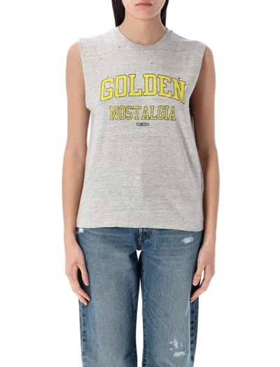 Golden Goose Deluxe Brand Relaxed Fit Sleeveless T-shirt With Distressed Finish In Black