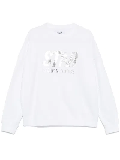 Golden Goose White Cotton Sweatshirt In Opticwhite