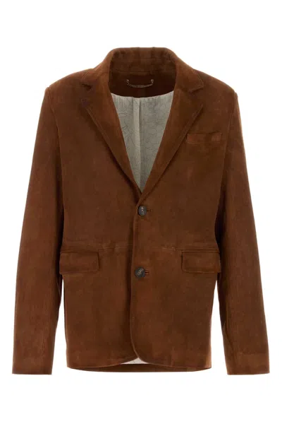 Golden Goose Robyn Suede Sheepskin Blazer In Cambridge Brown