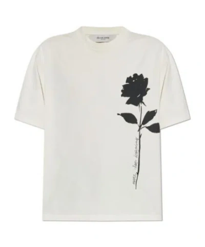Golden Goose Deluxe Brand Rose Printed Crewneck T-shirt In White