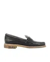 Golden Goose Black Leather Jerry Loafers With Distressed Finish In Black