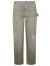 Golden Goose Journey Ws Painter Pant Destroyed Pinstripes Cott In Green