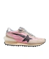 Golden Goose Marathon Nylon And Suede Sneakers With Black Star Shoes In Nude