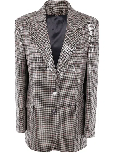 Golden Goose Journey Over Jacket In Pied De Poule Pailletes In Brown