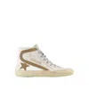 Golden Goose Slide Pelle Stella E Banda Suede In Neutrals