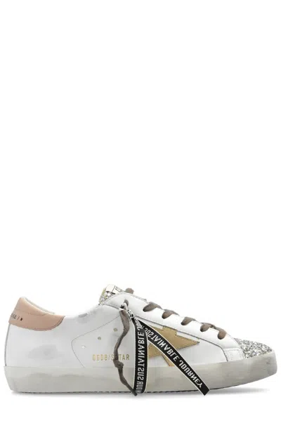 Golden Goose Deluxe Brand Star Patch Glittered Sneakers In White