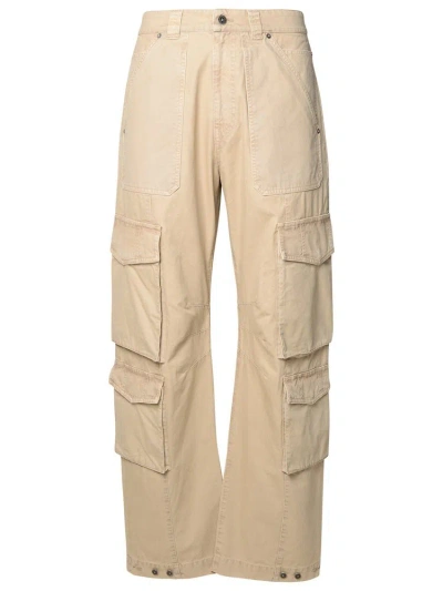 Golden Goose Beige Cotton Cargo Trousers In Cream